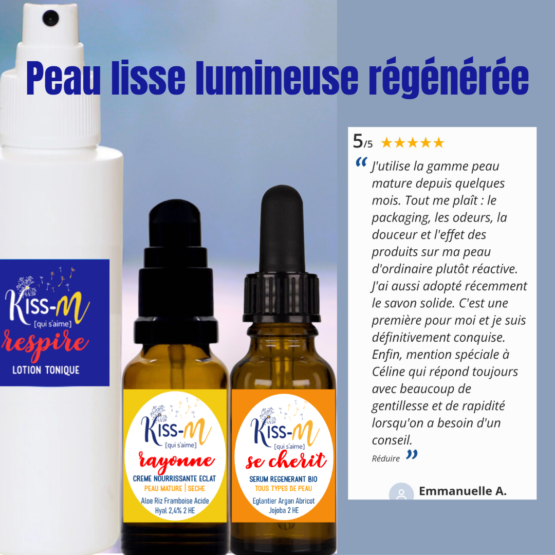 brume tonique éclat antioxydante apaisante sérum régénérant booster de collagène crème jour repulpante nourrissante