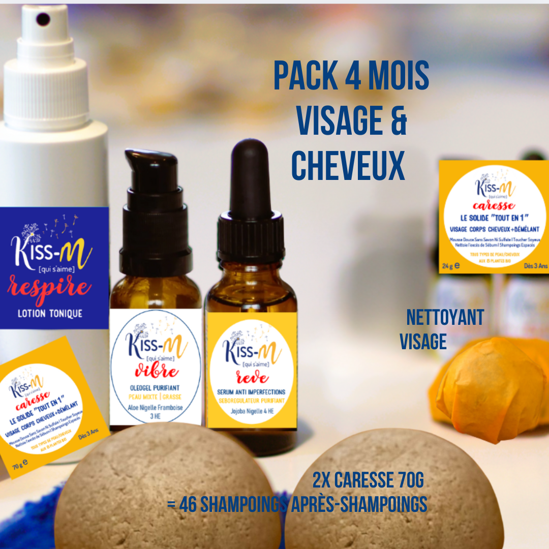 Routine peau mixte grasse acnéique dermite (4 mois visage & cheveux) - 4 mois