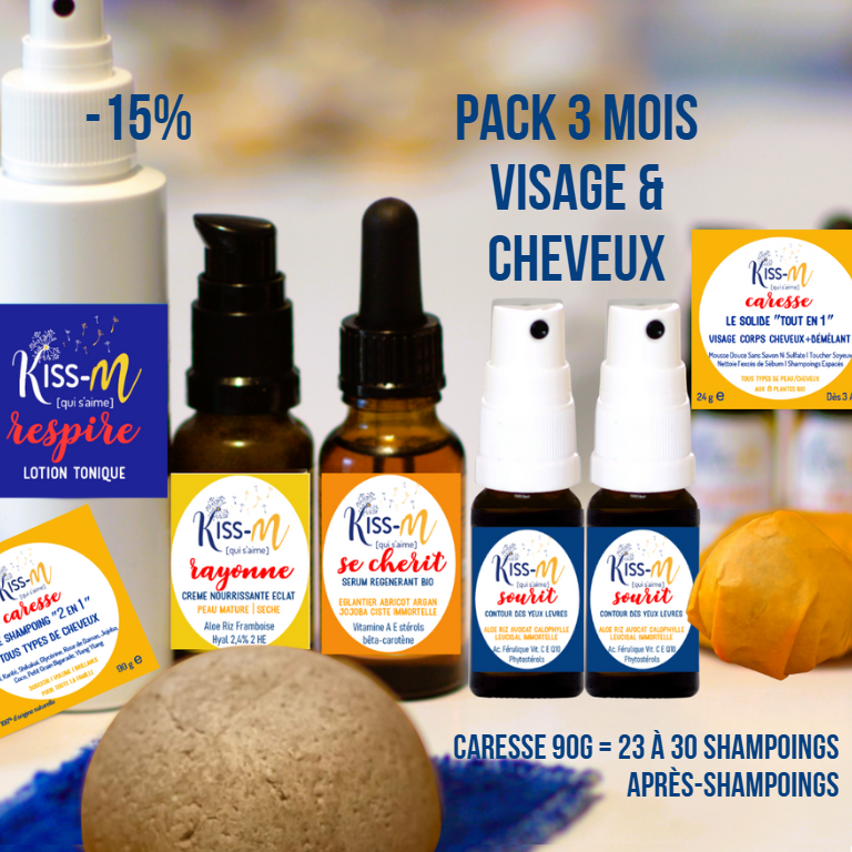 Routine peau mature sèche sensible couperose rosacée (visage & cheveux) - 3 Mois